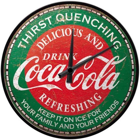 Väggklocka Coca Cola röd/grön 31 cm