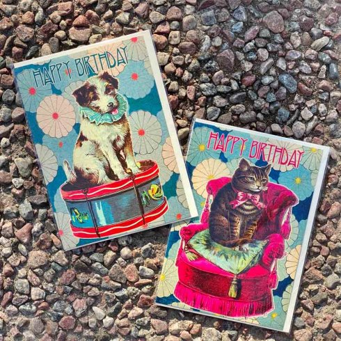 Födelsedagskort dubbelt Happy Birthday Dog