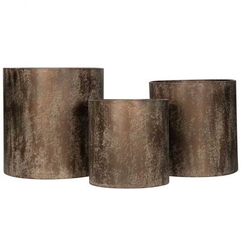 Krukor i industriell stil set om 3 st grön