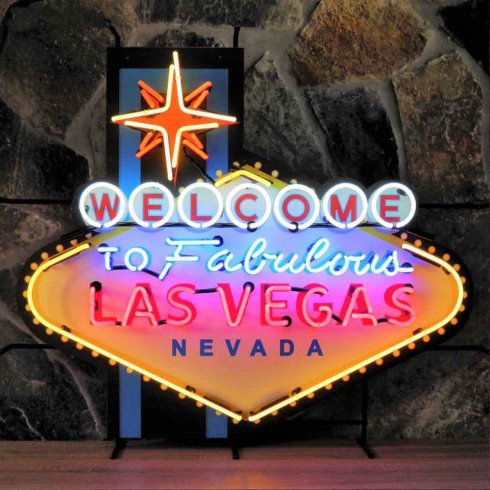 Neonskylt Las Vegas med bakgrund XL