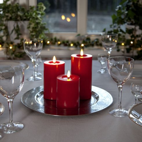 Led Blockljus flytande vax Röd 17,5 cm