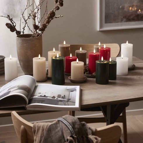 Led Blockljus flytande vax Röd 17,5 cm