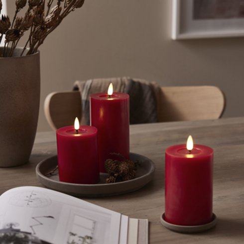 Led Blockljus flytande vax Röd 17,5 cm