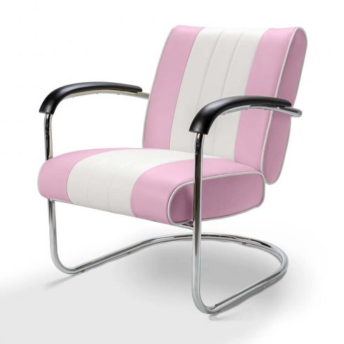 Diner stol retro med armstöd rosa/lila