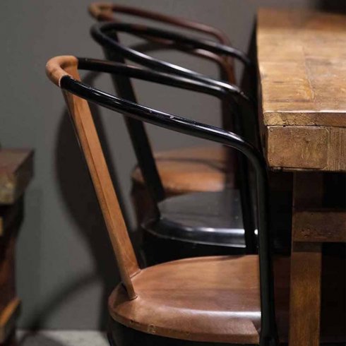 Matstol Living Svart med läder Trademark Living