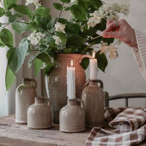 Ljusstake Rustik Låg - Majas Cottage