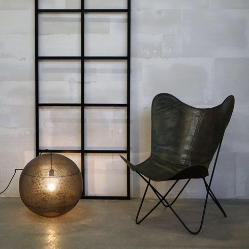 Bohemian Loungestol i grönt läder Trademark Living