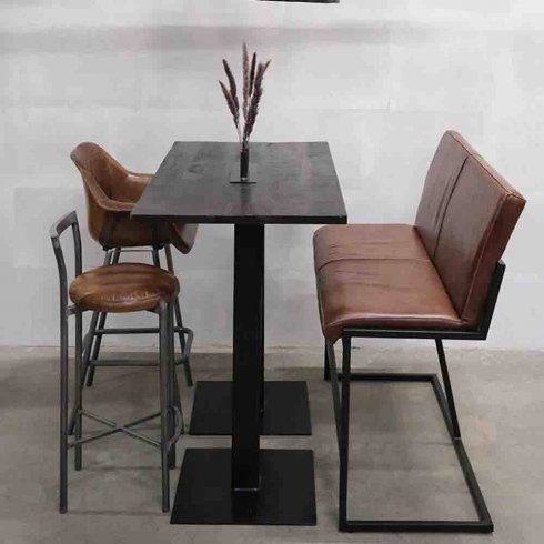 Loungesoffa Helen hög läder & järn Trademark Living