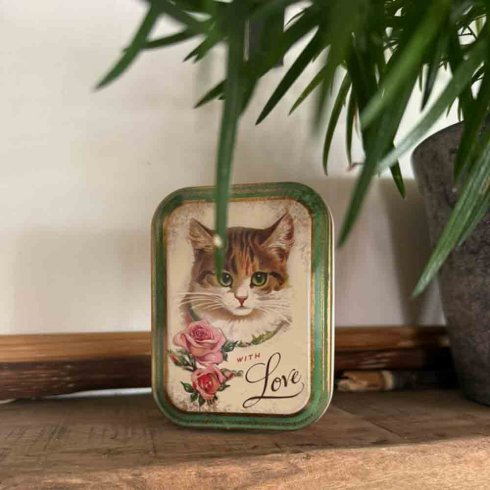 Liten plåtburk With love Katt