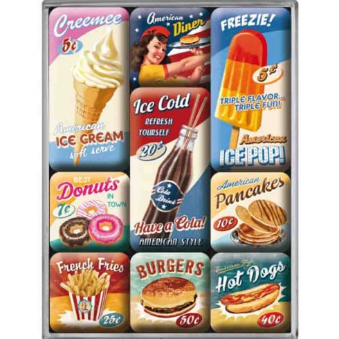 Magnetset american diner 9 småmagneter