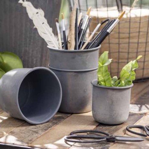 Metallkruka grå mellan Ø: 11,3 cm