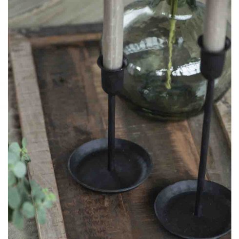 ljusstake metall Svart Medium