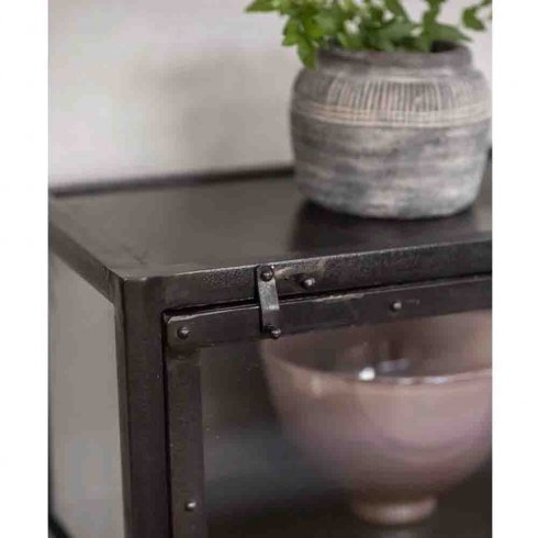 Litet industriellt vitrinskåp i metall Svart