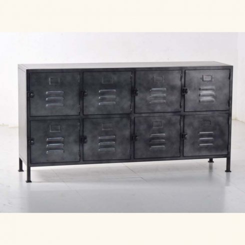 Industriellt skåp i metall med 8 skåpsluckor