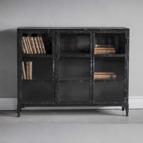 Industriellt Metallskåp med glasdörrar