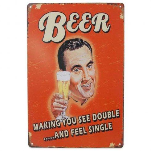 Plåtskylt Beer making you see double... 20x30cm