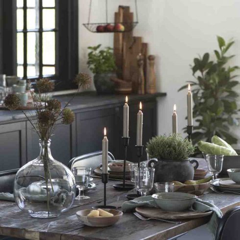 ljusstake metall Svart Medium