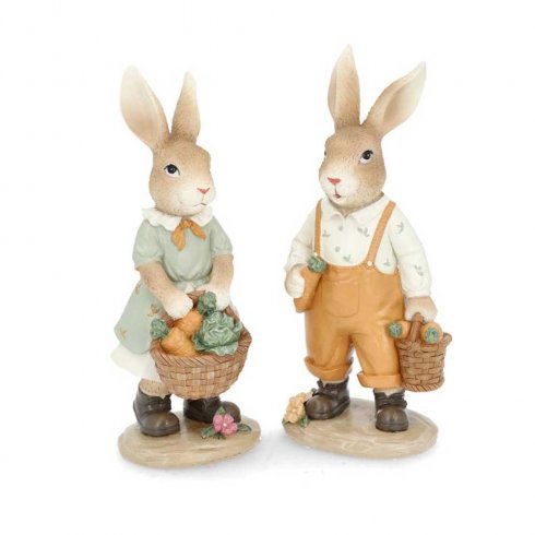 Dekoration kaniner med morotskorg 2 set