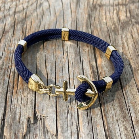 Marint Armband - New Haven Mörkblå Guldplätterad 20,3 cm
