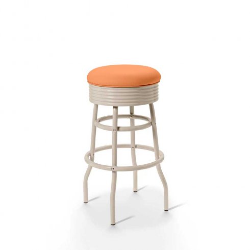 Diner barstol Creme vintage utan rygg orange