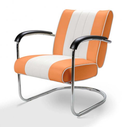 Diner stol retro med armstöd orange