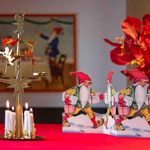 Juldekoration Pappersrader Tomte med paket