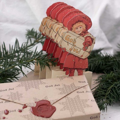 Juldekoration Pappersrader flicka med paket