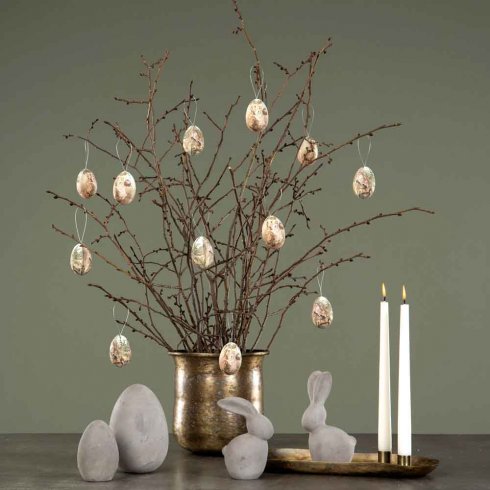 Påskägg Vintage Hare med hänge 10-pack