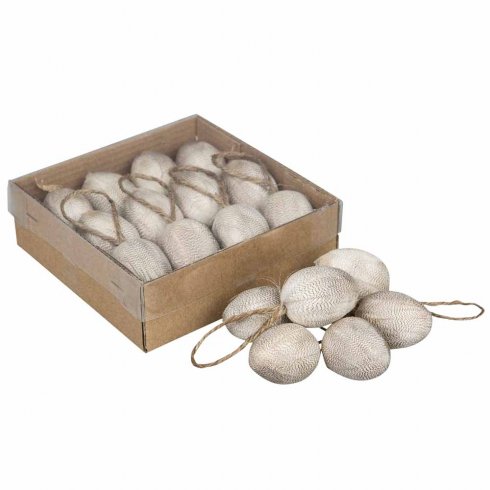 Påskägg vit Fjäder med hänge 12 pack