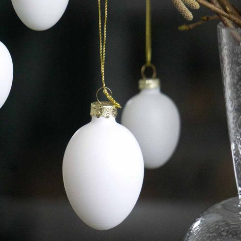 Påskägg i glas vita 6,5 cm 6 pack