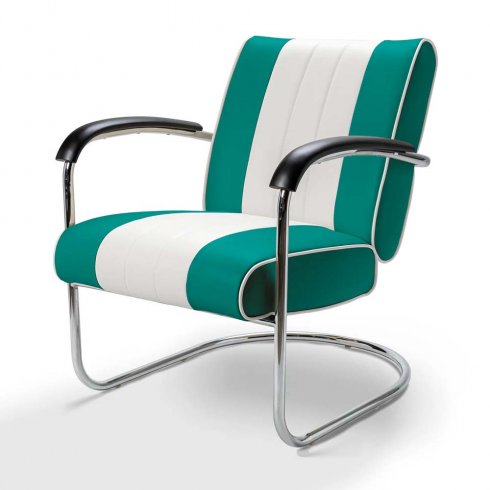 Diner stol retro med armstöd petrol