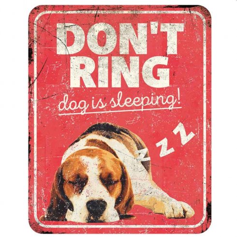 Plåtskylt Don´t ring, Dog is Sleeping 25x20 cm