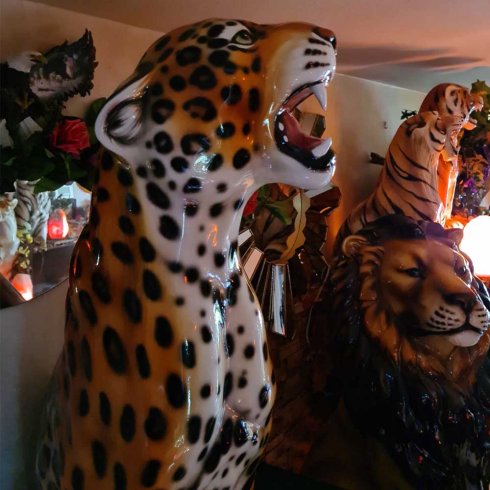 Italienskt porslinsdjur leopard 86 cm