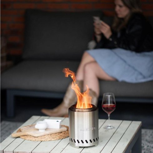 Volcano eldstad bordsvariant Medium Rostfri RedFire