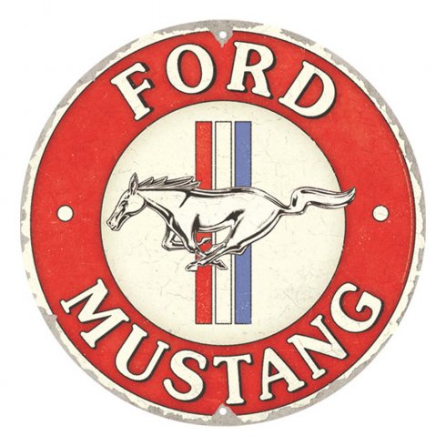 Rund plåtskylt Ford Mustang Ø 35 cm