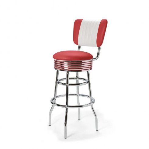 Diner barstol vintage med rygg röd