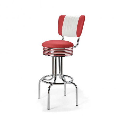 Diner barstol retro med rygg Röd