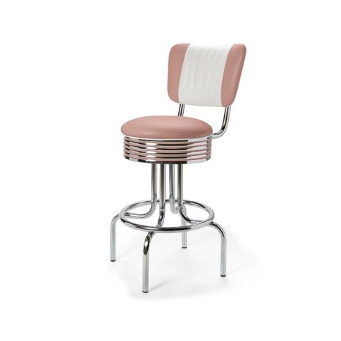 Diner barstol retro 66 cm med rygg rosa