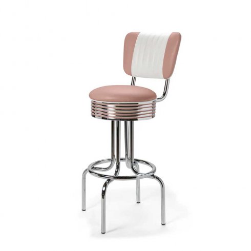 Diner barstol retro med rygg rosa