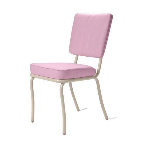 Diner stol Creme enfärgad lila/rosa