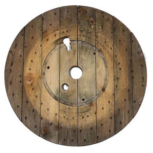 Träbordsskiva av kabeltrumma Ø 80 cm