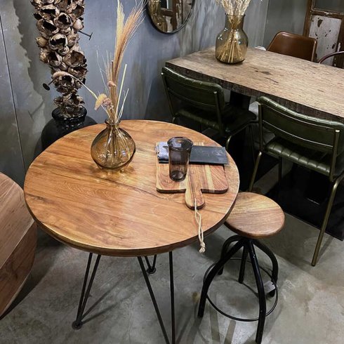 Rund Träbordsskiva i återvunnet trä Ø 70 cm