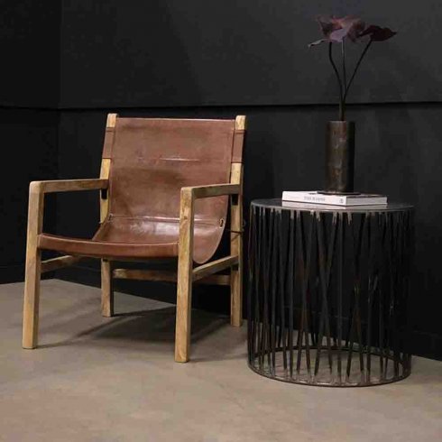 Cylinderformat sidobord / korg i järn Trademark Living