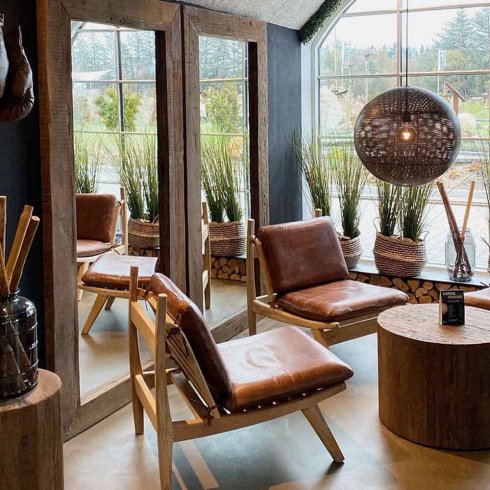 Sidobord i trä runt med hjul H 45 cm Trademark Living