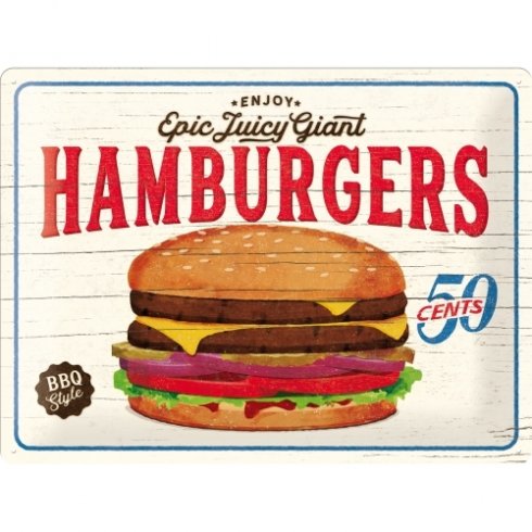 Andrahands Sortering Giant hamburgers skylt 30x40