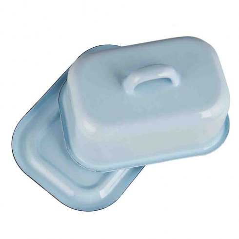 Smörlåda ljusblå i emalj