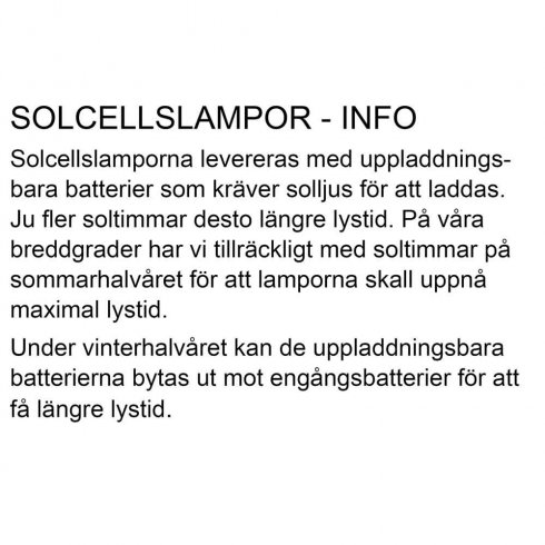 Solcellslampa 22 cm