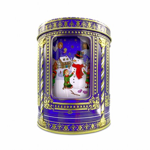 Plåtburk Speldosa Julig blå