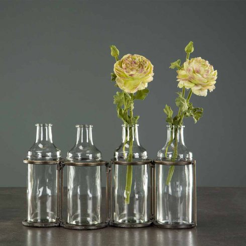 Flaskor med ställning Antik Mässing Liten