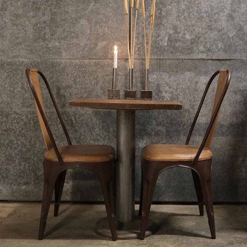 Matstol Living med hög rygg Rost med läder Trademark Living